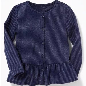 NWT Old Navy Girl's Striped Peplum Hem Cardigan